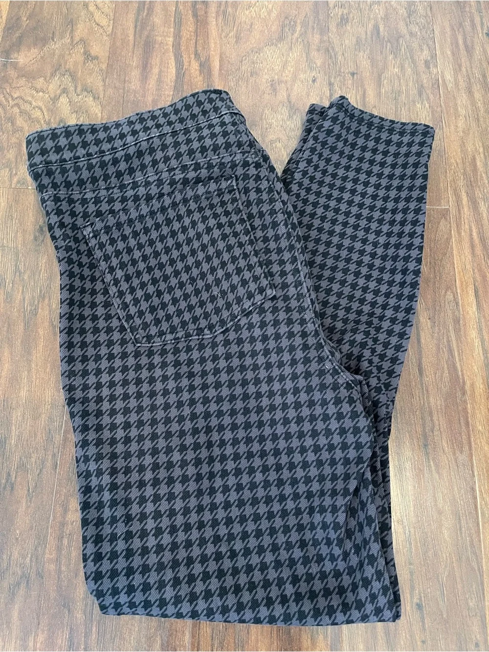 Spanx Jeanish Ankle Leggings Houndstooth Black Gray Size XL
